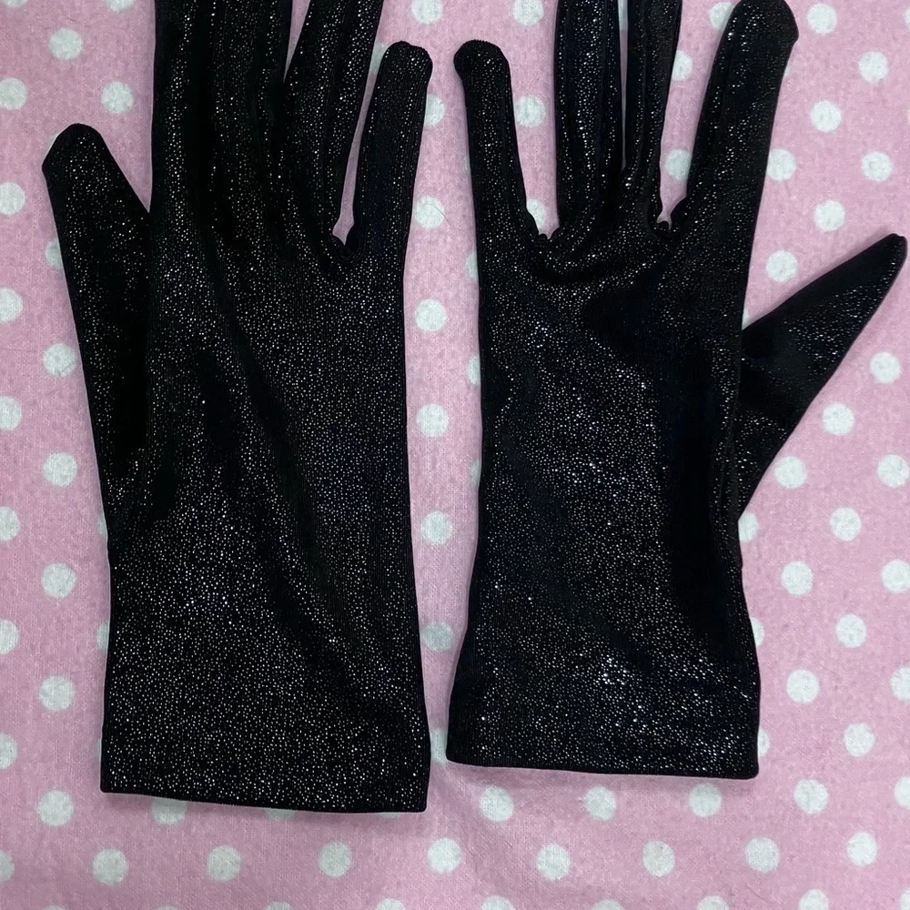 2 pair vintage gloves - black sateen/sparkle